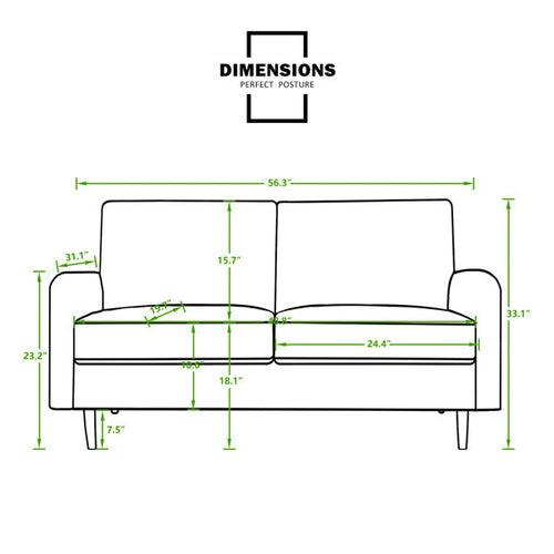 LuneluX_Home – 56.3" Velvet Round Arm Apartment Sofa