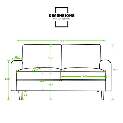 LuneluX_Home – 56.3" Velvet Round Arm Apartment Sofa
